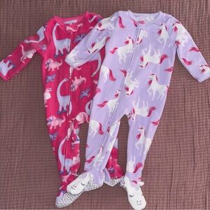 Carter's Pink and Purple Footies with Whimsical Llama Prints